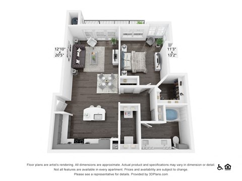 A2A Floor Plan at 3500 Westlake Apartments, Austin, TX, 78746